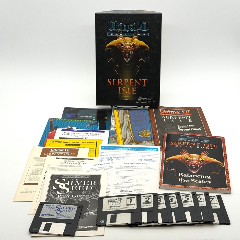 Ultima VII Part Two Serpent Isle Silver Seed Expansion Clue Book Big Box CIB PC